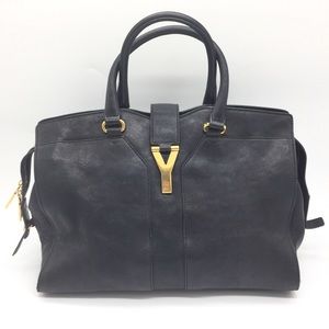 YSL Yves Saint Lauren Cabas Chyc Y Leather Handbag Tote Bag